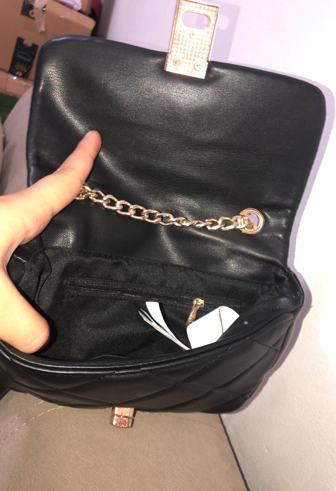 Siyah Deri Zincir Askılı Kadın Çanta - Görsel 2