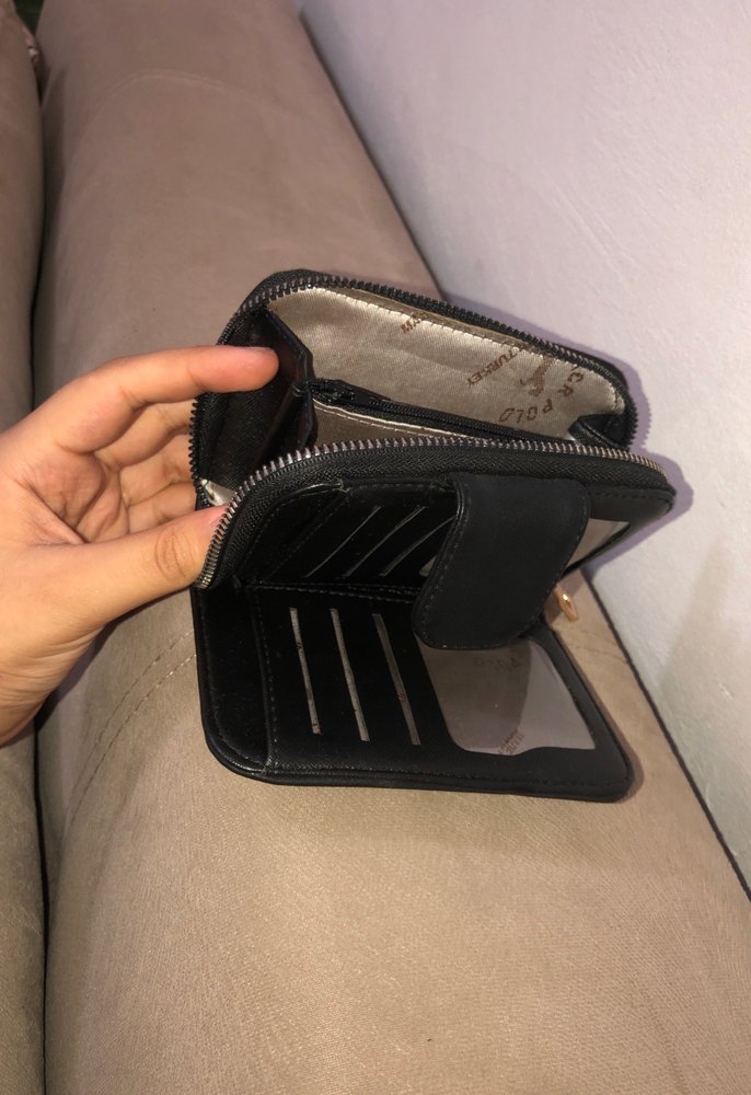 Deri Siyah Fermuarlı Kadın Cüzdanı - Görsel 3