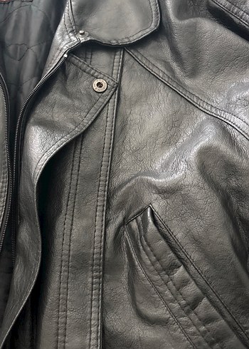 Siyah Deri Erkek  Ceket - Görsel 15