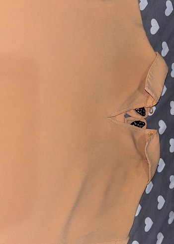 Bej Düğmeli Kısa Kollu Kadın Gömlek - Görsel 8