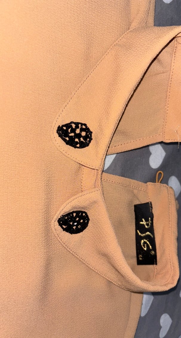 Bej Düğmeli Kısa Kollu Kadın Gömlek - Görsel 3