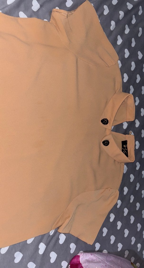 Bej Düğmeli Kısa Kollu Kadın Gömlek - Görsel 2