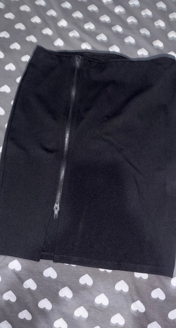 Fermuarlı Siyah Mini Etek - Görsel 2