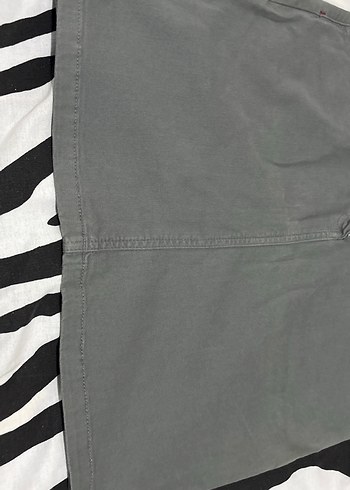 Gri Kot Kemerli Mini Etek - Görsel 4