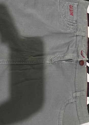 Gri Kot Kemerli Mini Etek - Görsel 3