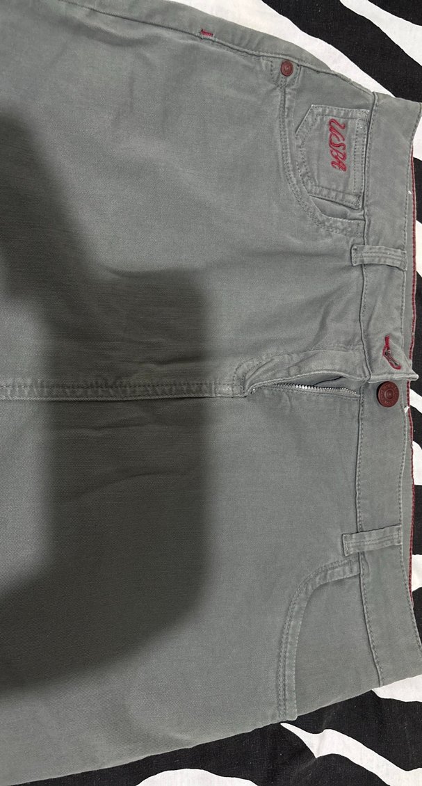 Gri Kot Kemerli Mini Etek - Görsel 3