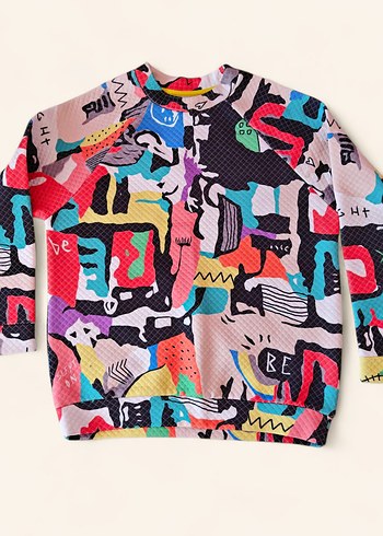 Renkli Grafik Desenli Kadın Sweatshirt