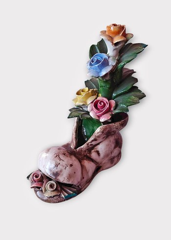 Vintage Capodimonte Çiçekli Dekoratif Biblo