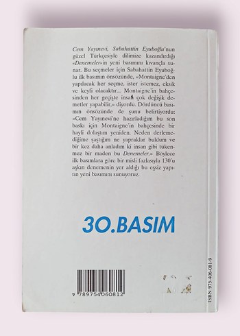 Montaigne Denemeler - Sabahattin Eyüboğlu Çevirisi