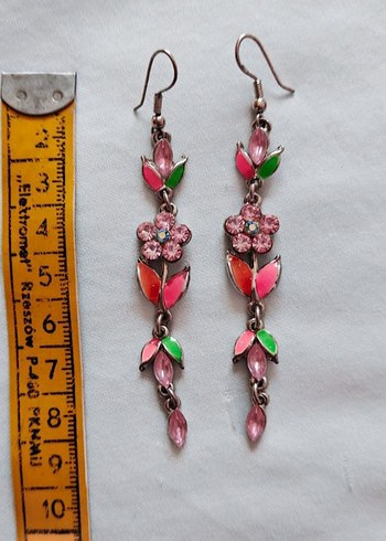 Mineli çiçek tasarımlı otantik şık küpeler - Görsel 6