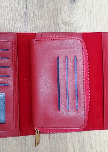  Beden Kırmızı Deri Kadın Clutch Cüzdan