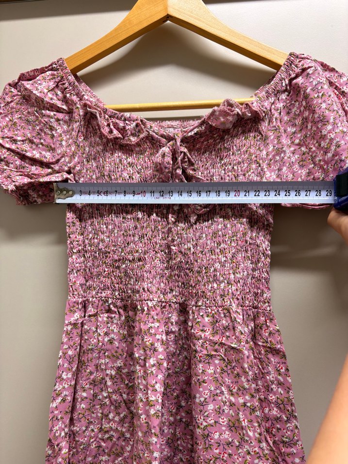 Pembe Çiçekli Midi Elbise — görsel 9/16