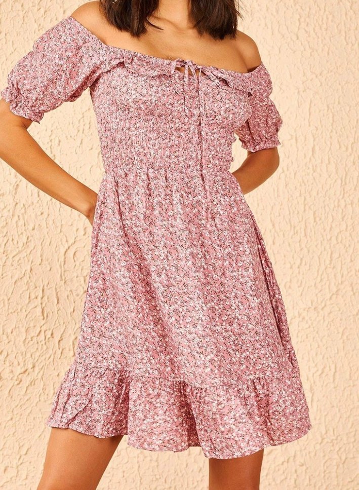 Pembe Çiçekli Midi Elbise — görsel 14/16