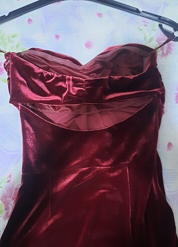 xs Beden bordo Renk Mango straplez elbise