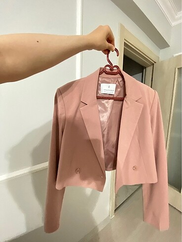 s Beden pembe Renk Blazer takım
