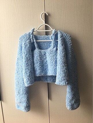 KADİFE CROP HIRKA TAKIM