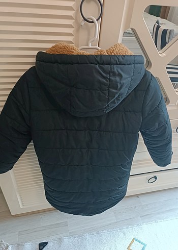 7 Yaş Beden siyah Renk Kahverengi Kürklü Erkek Çocuk Mont