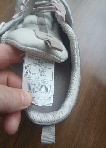 34 Beden gri Renk Gri Kız Çocuk Spor Ayakkabı Velcro Bantlı
