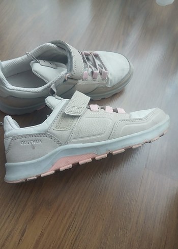Quechua Gri Kız Çocuk Spor Ayakkabı Velcro Bantlı
