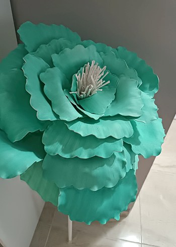 Turkuaz Renkli Dekoratif Çiçek Süsü - Görsel 7