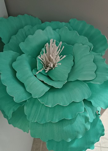 Turkuaz Renkli Dekoratif Çiçek Süsü - Görsel 6