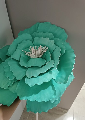 Turkuaz Renkli Dekoratif Çiçek Süsü - Görsel 9