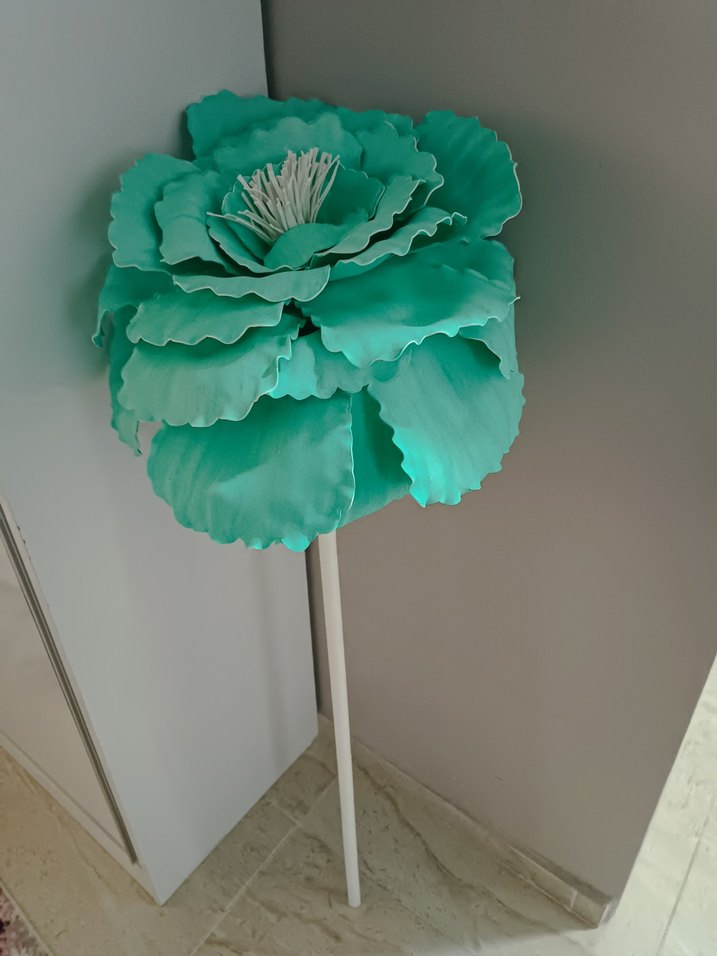 Turkuaz Renkli Dekoratif Çiçek Süsü - Görsel 4