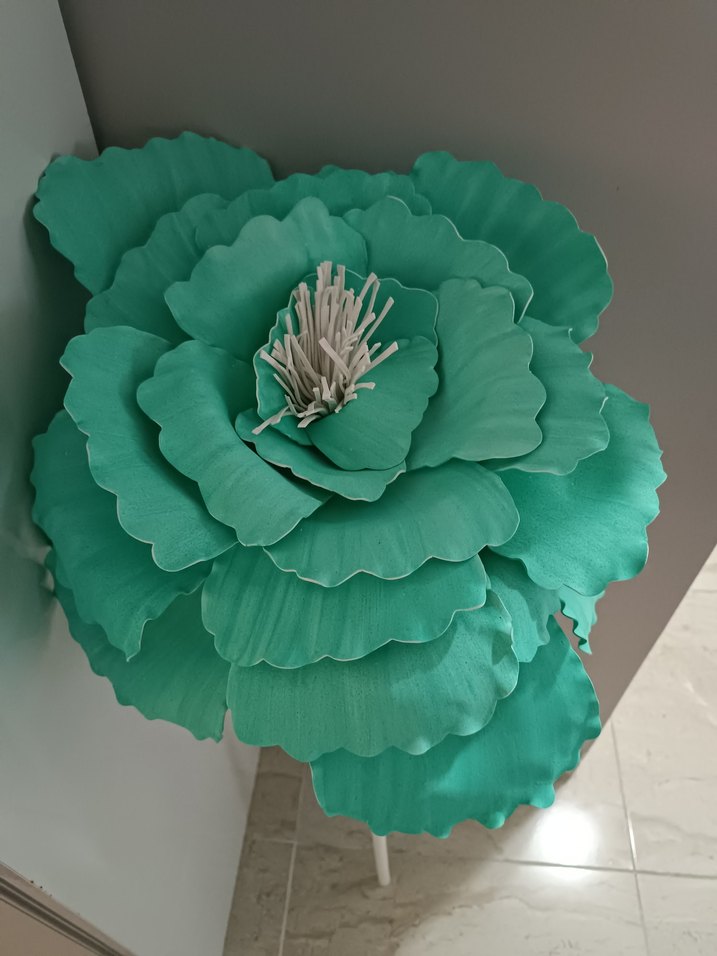 Turkuaz Renkli Dekoratif Çiçek Süsü - Görsel 2