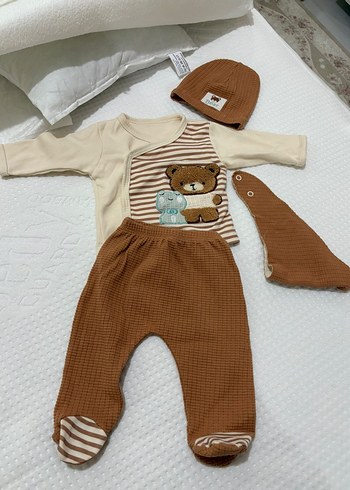 Kahverengi Örme Bebek Erkek Takımı