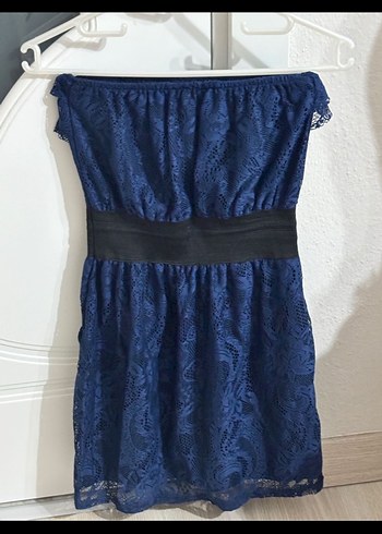 Askılı Mini Lacivert Straplez Elbise - Görsel 3