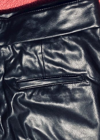 Siyah Deri Kadın  Pantolon - Görsel 4