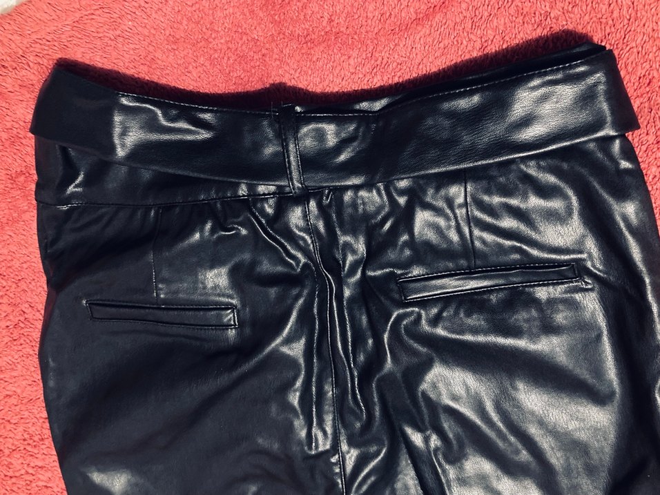 Siyah Deri Kadın  Pantolon - Görsel 3