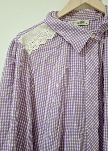 Mor Ekoseli Midi Kadın tunik - Görsel 2