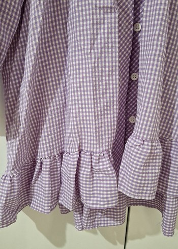 Mor Ekoseli Midi Kadın tunik - Görsel 4