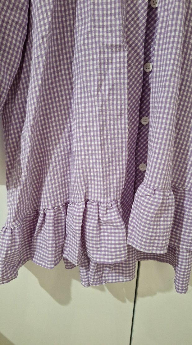 Mor Ekoseli Midi Kadın tunik - Görsel 4