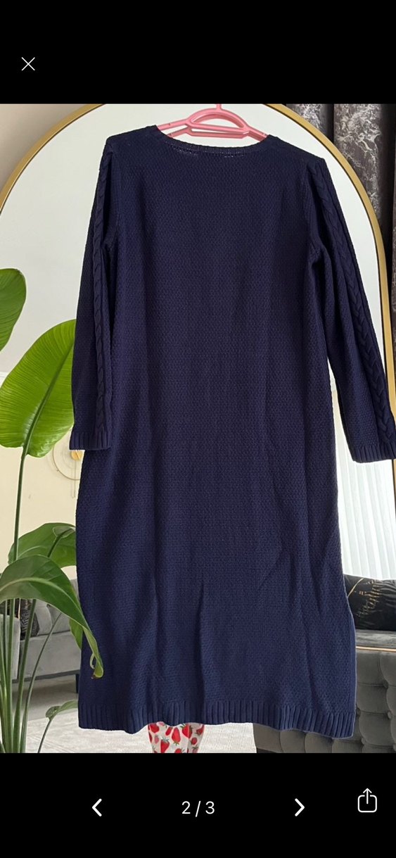 Lacivert Kadın Triko Uzun Kollu Kazak - Görsel 2