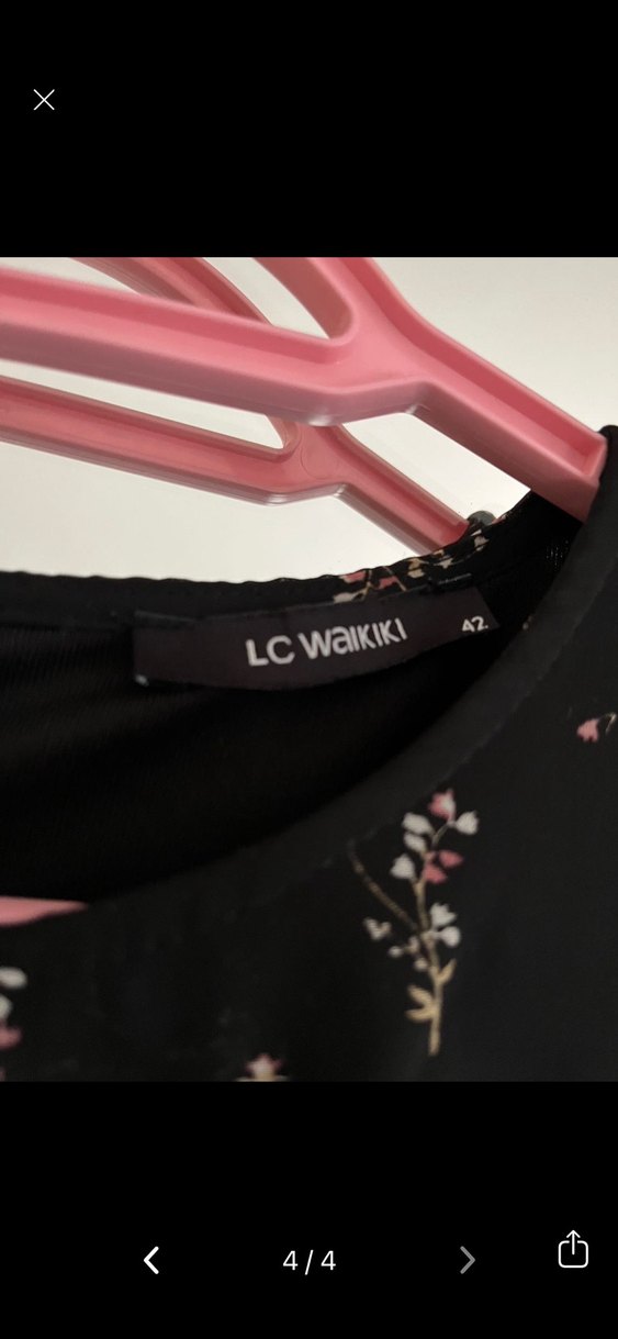 Uzun Siyah Çiçekli Robalı Kadın Elbise - Görsel 4