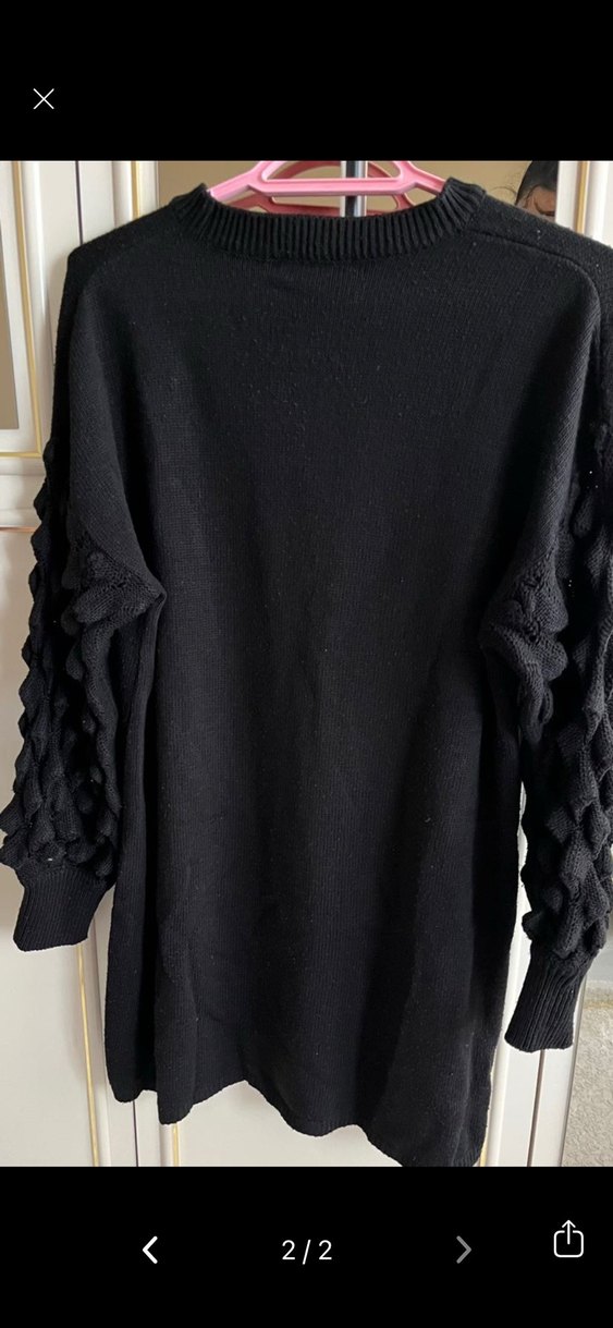 Siyah Örgü Kadın Uzun Kollu Kazak - Görsel 2