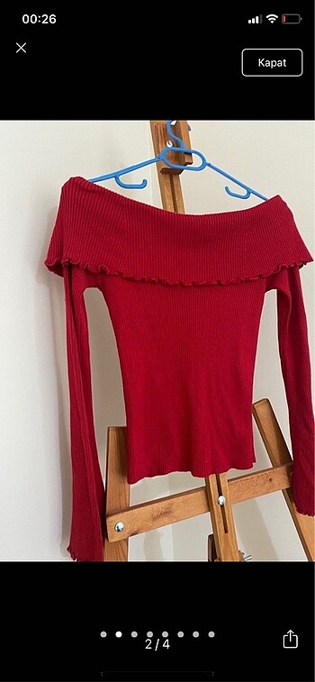 Kırmızı şık triko bluz