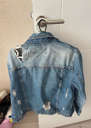 Düğmeli Mavi Denim Kadın Ceket - Görsel 2