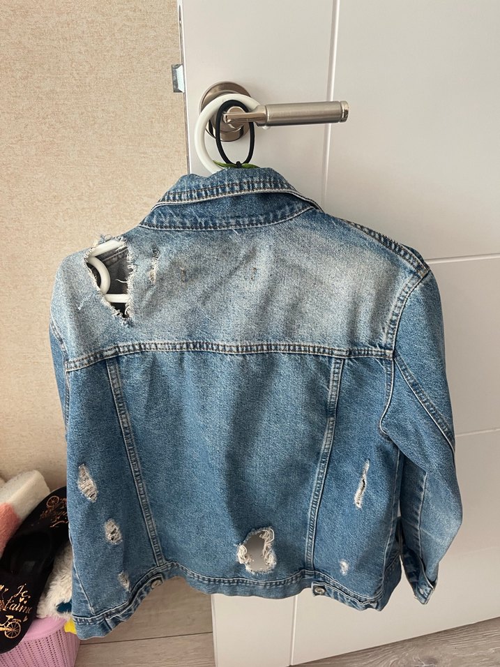 Düğmeli Mavi Denim Kadın Ceket - Görsel 2