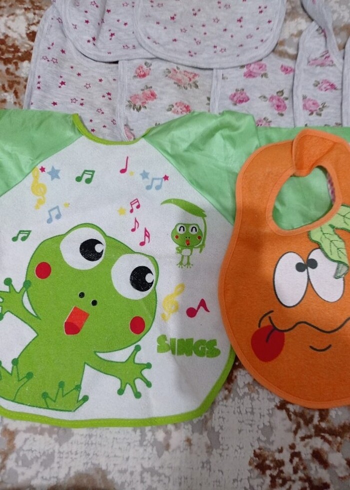 Kız erkek bebek çocuk mama önlüğü  - Görsel 2