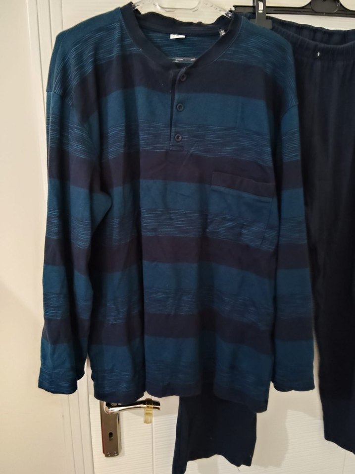 Erkek Mavi Uzun Kollu Düğmeli Pijama Takımı - Görsel 3