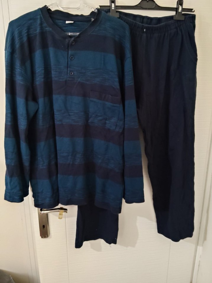 Erkek Mavi Uzun Kollu Düğmeli Pijama Takımı - Görsel 2