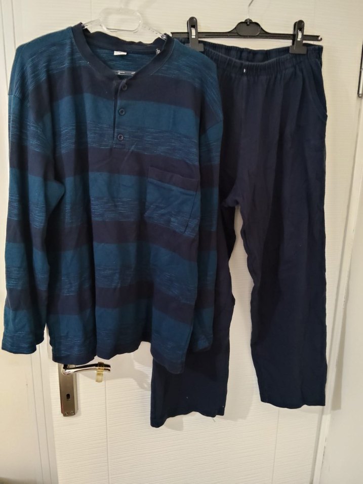 Erkek Mavi Uzun Kollu Düğmeli Pijama Takımı - Görsel 4