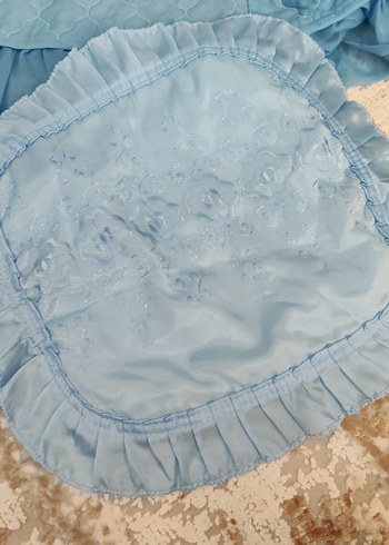 vıntage Nakışlı Mavi Pastel Yastık ve Kılıf Seti - Görsel 6