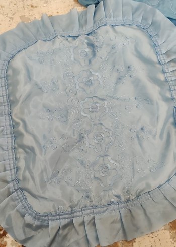 vıntage Nakışlı Mavi Pastel Yastık ve Kılıf Seti - Görsel 5