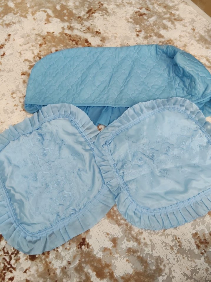 vıntage Nakışlı Mavi Pastel Yastık ve Kılıf Seti - Görsel 2