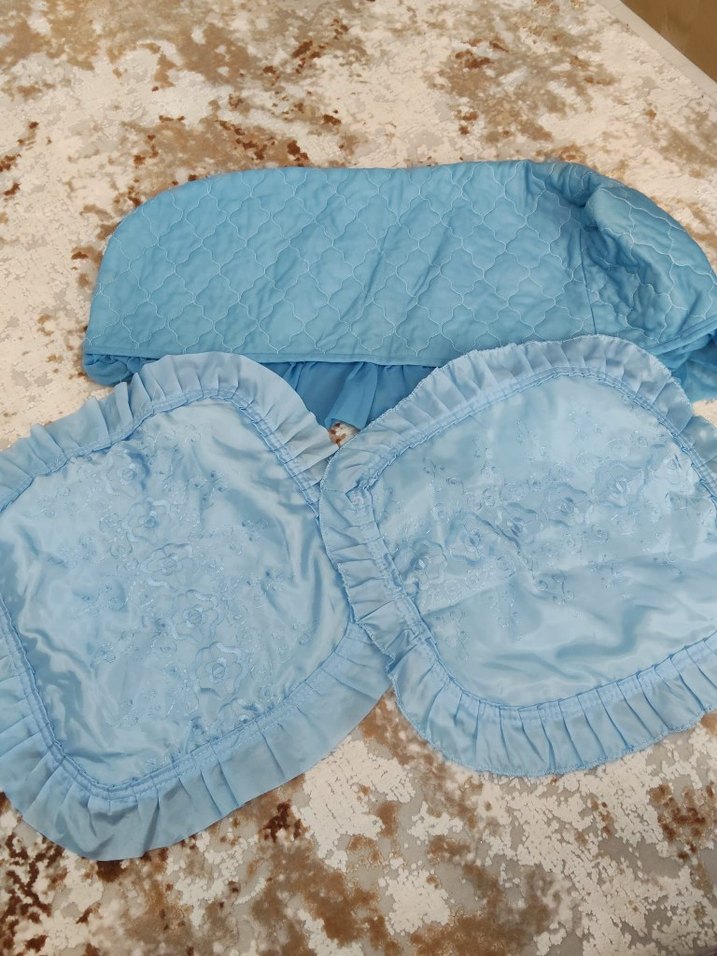 vıntage Nakışlı Mavi Pastel Yastık ve Kılıf Seti - Görsel 3