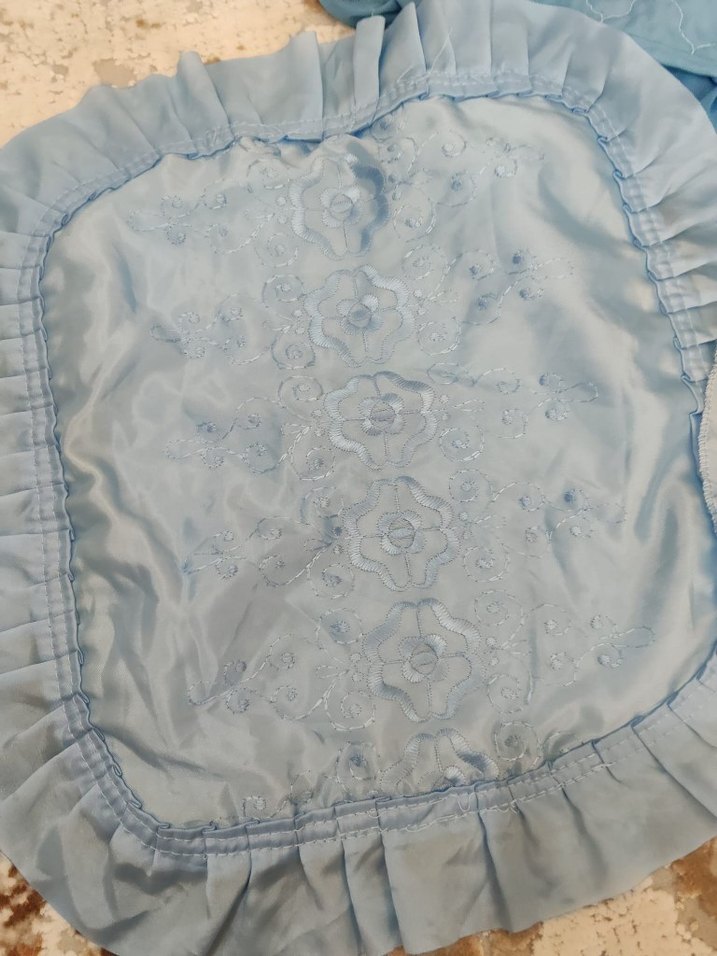 vıntage Nakışlı Mavi Pastel Yastık ve Kılıf Seti - Görsel 5